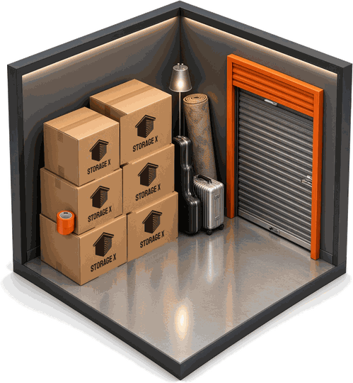 Illustration of what fits in a 5' x 5' storage unit